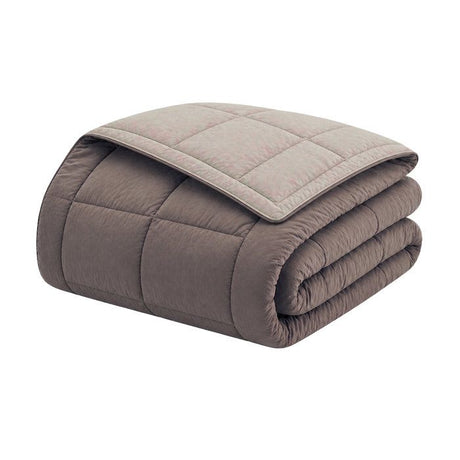 CALGARY - Couette Chaude Microfibre 400gr/m˛ - Taupe & Lin -  240 x 260 cm