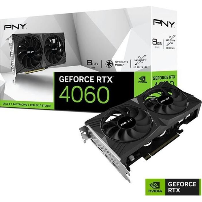 PNY - Carte Graphique - GEFORCE RTX 4060 8GB VERTO Dual Fan Edition DLSS 3