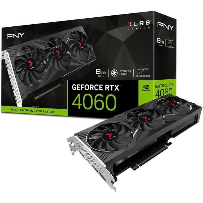 PNY - Carte Graphique - GEFORCE RTX 4060 8GB XLR8 Gaming VERTO Edition DLSS 3