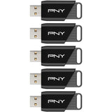 Pack de 5 Clés USB 3.2 - PNY - Attaché X - 64 Go - Jusqu'a 130 Mo/s