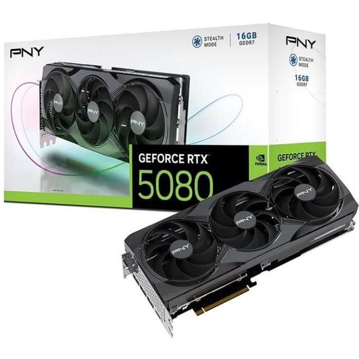 PNY - Carte graphique - GEFORCE RTX 5080 - 16 Go - Triple Fan DLSS 4