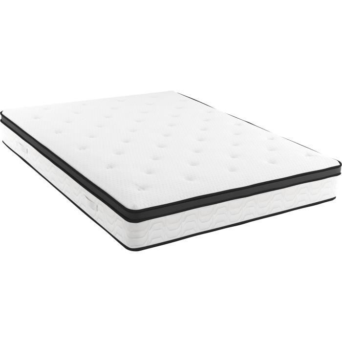 POCKET HYBRID - Matelas - 140 x 190 cm - Epaisseur 30 cm - Ressorts ensachés - 5 zones - Mousse a mémoire de forme