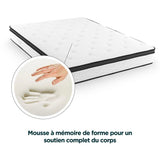 MODAMS Pocket Hybrid 160 x 200 - 630 Ressorts ensachés - Mémoire de forme 32 kg/m² + PU 24kg/m² - 5 zones - Réversible - Ep. 30 cm