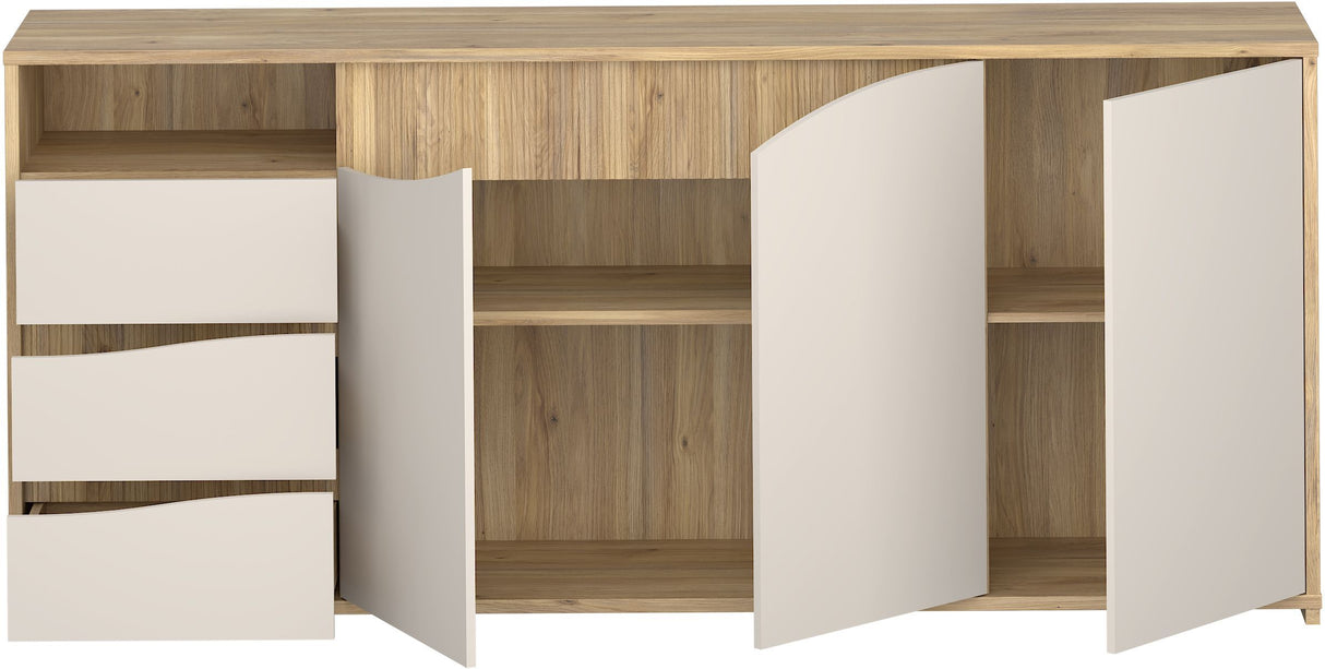 Buffet - PoeM - Sable / Chene - 3 portes - 3 tiroirs - 203,9 x 42 x 91 cm