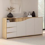 Buffet - PoeM - Sable / Chene - 3 portes - 3 tiroirs - 203,9 x 42 x 91 cm