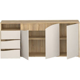 Buffet - PoeM - Sable / Chene - 3 portes - 3 tiroirs - 203,9 x 42 x 91 cm