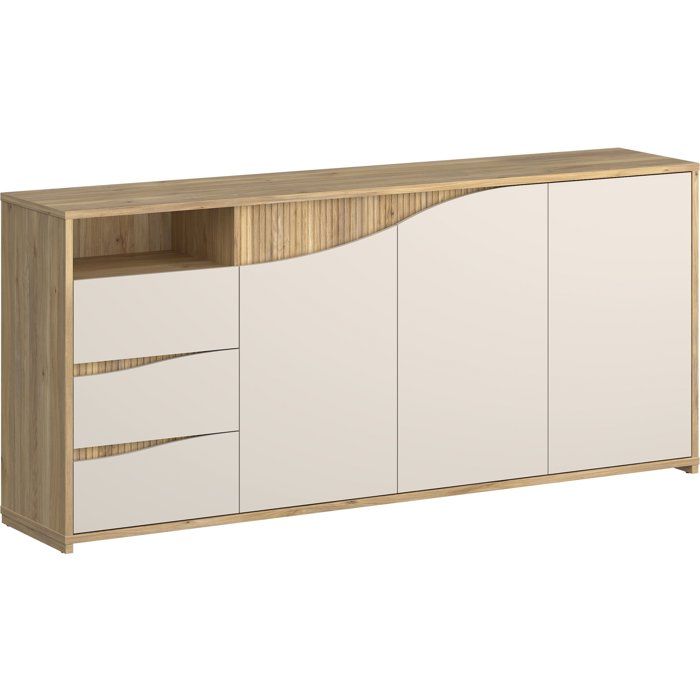 Buffet - PoeM - Sable / Chene - 3 portes - 3 tiroirs - 203,9 x 42 x 91 cm