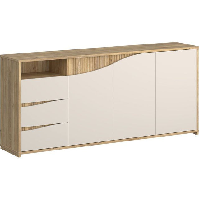 Buffet - PoeM - Sable / Chene - 3 portes - 3 tiroirs - 203,9 x 42 x 91 cm