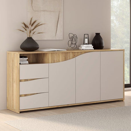 Buffet - PoeM - Sable / Chene - 3 portes - 3 tiroirs - 203,9 x 42 x 91 cm
