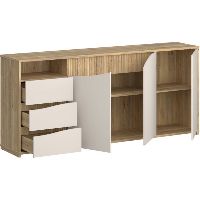 Buffet - PoeM - Sable / Chene - 3 portes - 3 tiroirs - 203,9 x 42 x 91 cm