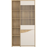 Vitrine - PoeM - 2 portes dont 1 vitrée - Sable / Chene - 99,5 x 42, 196,6 cm
