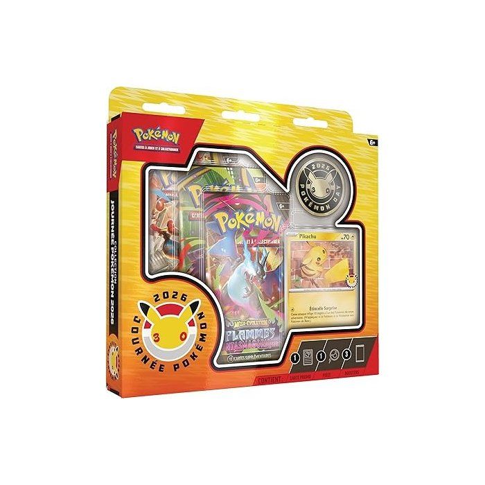 Pokémon?: Collection Journée Pokémon?2026 (1?Carte Promo Brillante, 1?piece et 3?boosters)