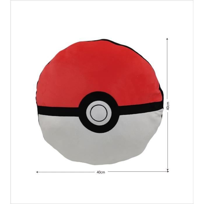 Coussin premium - Rond - POKEMON - Poké-ball - Microfibre - 40 cm