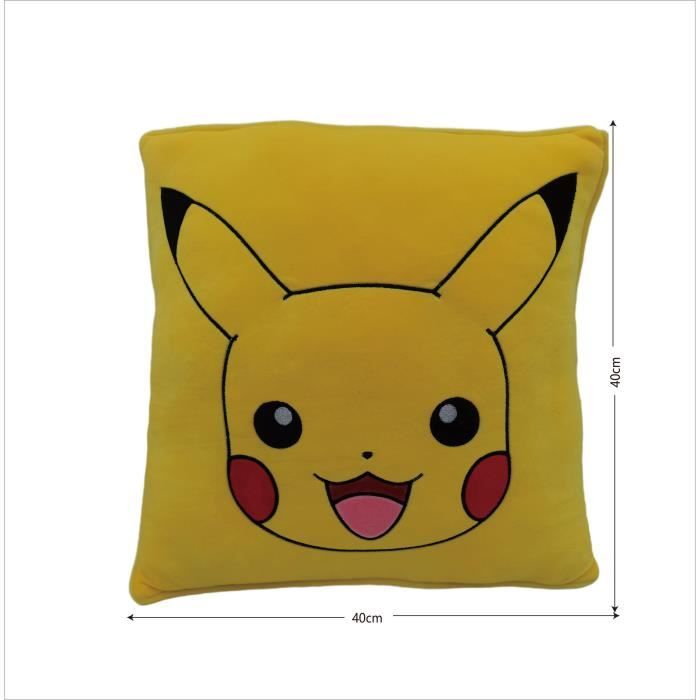 Coussin premium - Carré - POKEMON - Pikachu - Microfibre - 40 cm