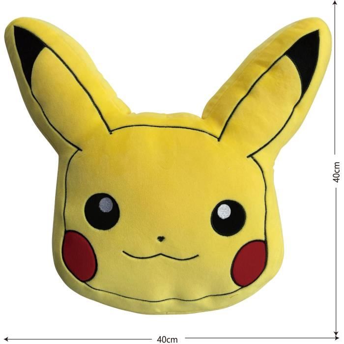 Coussin premium 3D - POKEMON - Visage Pikachu - Microfibre - 40 cm