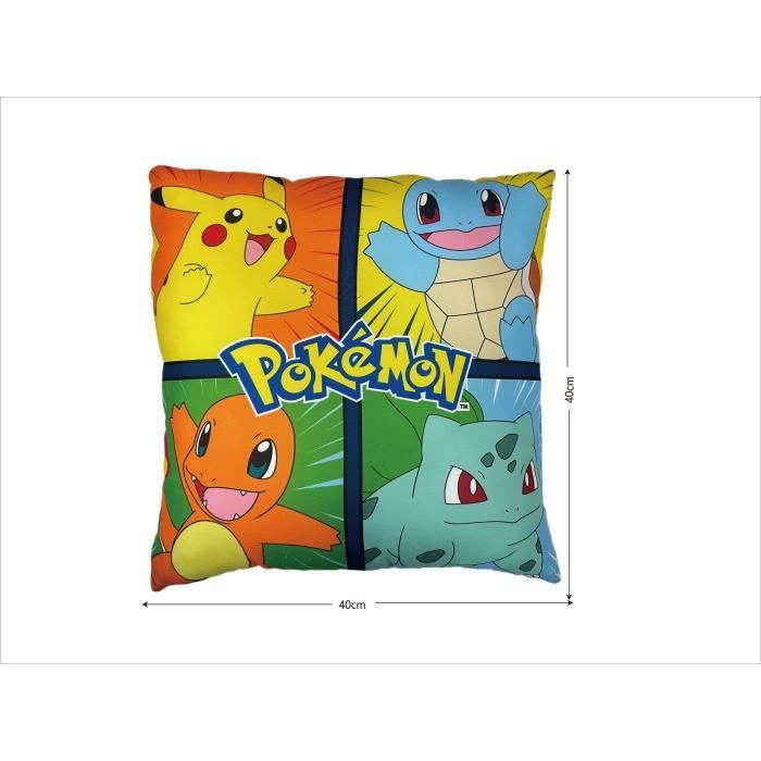 Coussin double face - Carré - POKEMON - Pikachu et ses amis - Microfibre - 40 x 40 cm