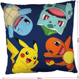Coussin double face - Carré - POKEMON - Poké-Ball et Starter - Microfibre - 40 x 40 cm