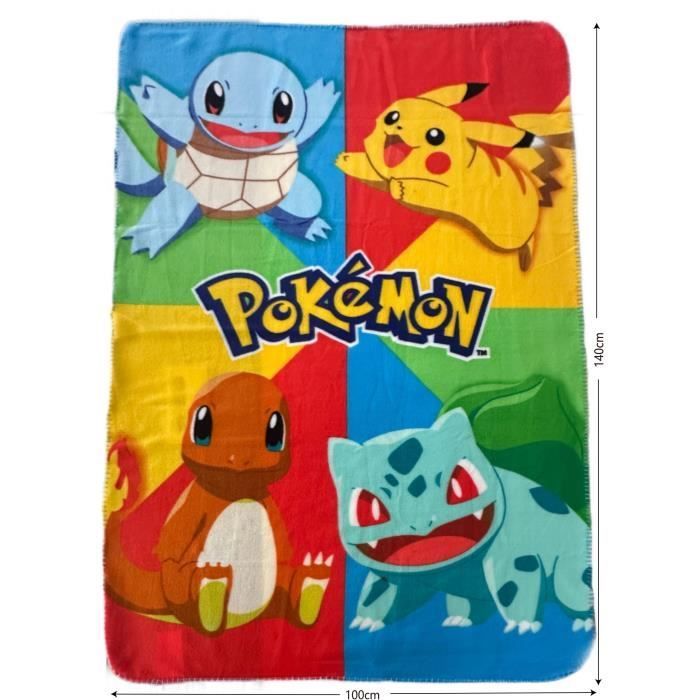 Plaid - POKEMON - Starter et Pikachu - 100 x 140 cm