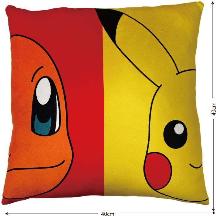 Coussin double face - Carré - POKEMON - Starter - Microfibre - 40 x 40 cm