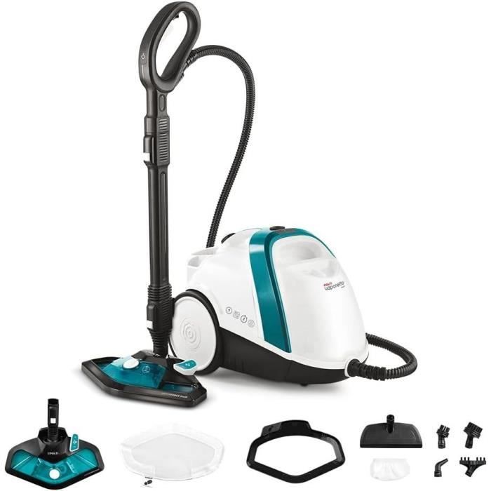 POLTI VAPORETTO SMART 100 T - Nettoyeur vapeur - autonomie illimitée - 4 BAR - 110g/min - 1500W - 9 accessoires - Turquoise