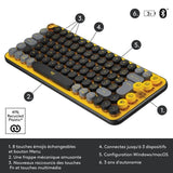 Clavier - Sans fil - Logitech - Pop Keys - AZERTY - Mécanique - Touche Emoji - Jaune