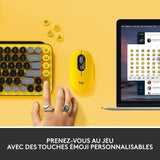 Clavier - Sans fil - Logitech - Pop Keys - AZERTY - Mécanique - Touche Emoji - Jaune