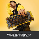 Clavier - Sans fil - Logitech - Pop Keys - AZERTY - Mécanique - Touche Emoji - Jaune
