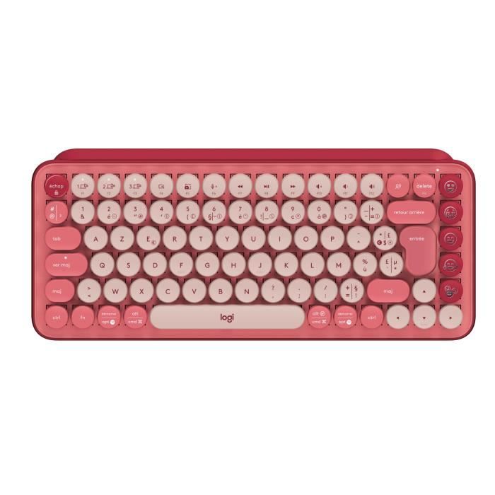 Clavier - Sans fil - Logitech - Pop Keys - Mécanique - Touche Emoji - Rose