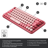 Clavier - Sans fil - Logitech - Pop Keys - MÈcanique - Touche Emoji - Rose