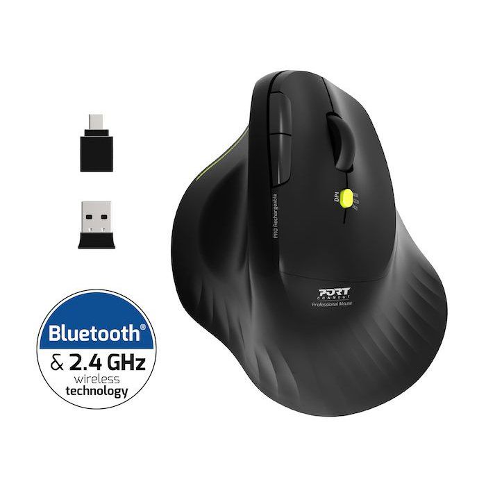 Souris sans fil - PORT Designs - 910200 ERGO - Bluetooth & 2.4 GHz - Noir
