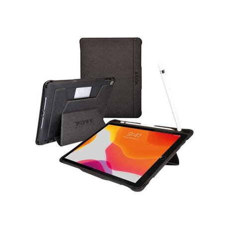 Étui a rabat - PORT MANCHESTER II - Noir - Polyuréthane - Compatible iPad Air et Pro