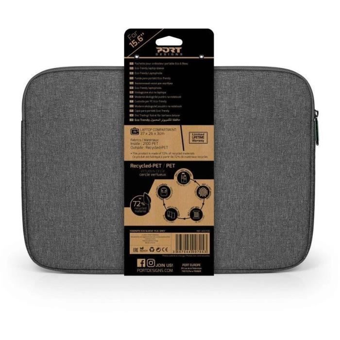 PORT Designs Housse PC ECO YOSEMITE  pour ordinateur portable  13.3/14 pouces Grise