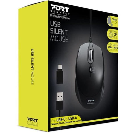 PORTDESIGNS Souris filaire silencieuse - Noir