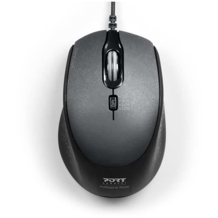 PORTDESIGNS Souris filaire silencieuse - Noir