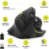 Souris sans fil - PORT Designs - 900719 TRACKBALL ERGO - Bluetooth & 2.4 GHz - Rechargeable - Noir