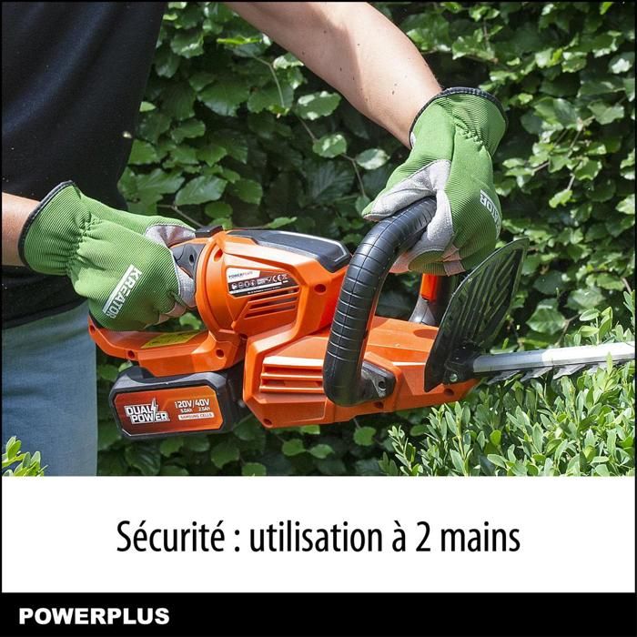 Powerplus Dual Power Taille-Haie Batterie POWDPG7536 - 40 V, sans Batterie ni Chargeur, Lame de 670 mm,  Écart de 22 mm