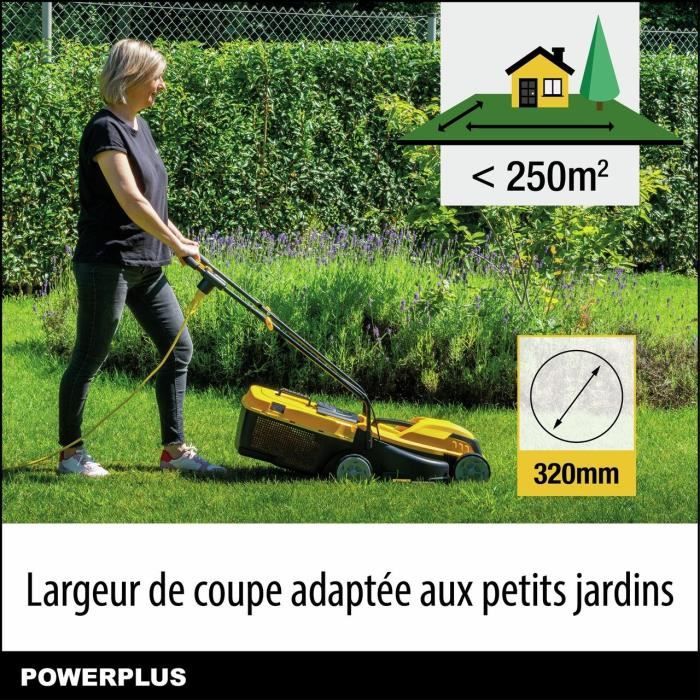 Tondeuse a gazon électrique - POWERPLUS - POWEG62203 - 1000 W - 320 mm Ø - Avec ramassage et éjection arriere