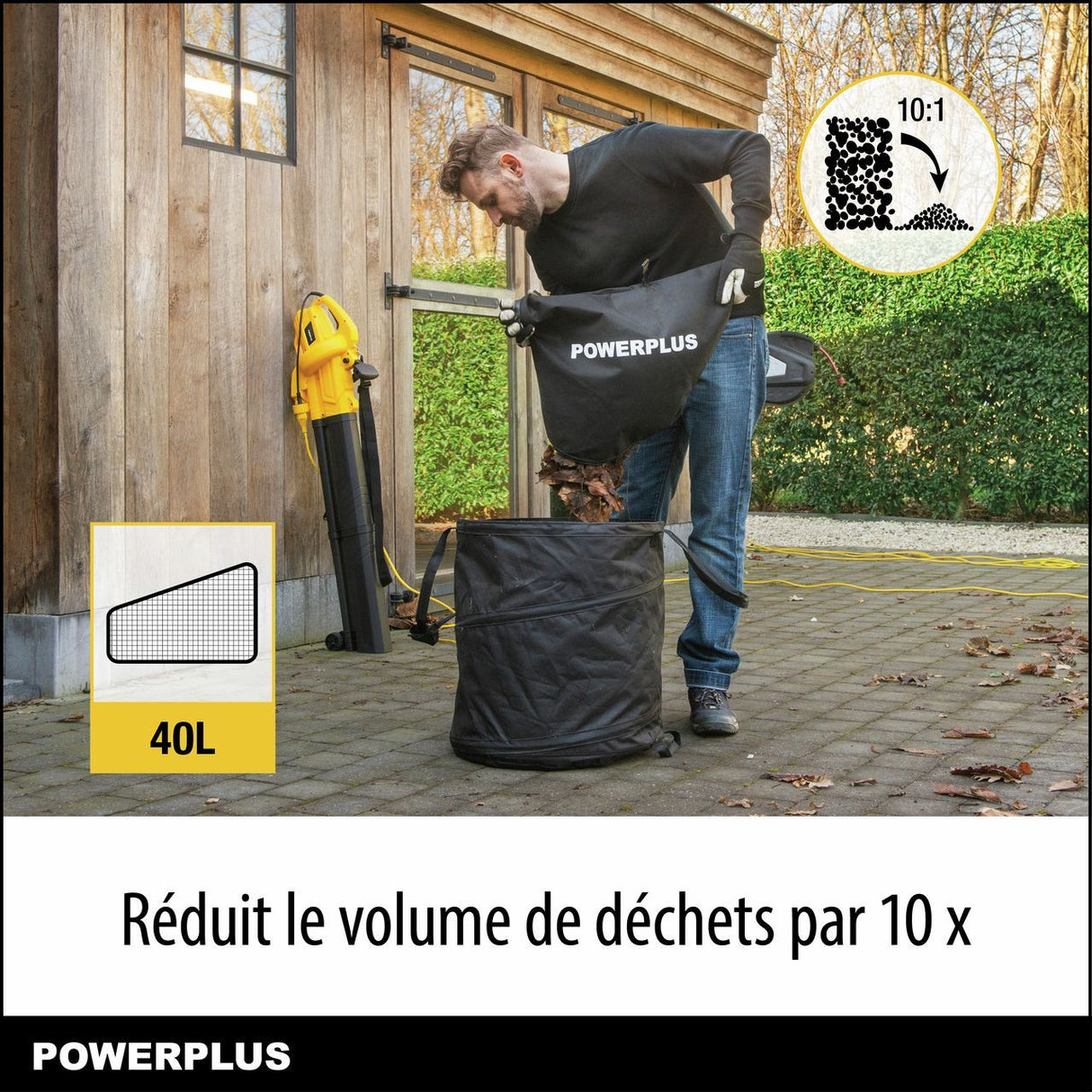 Souffleur de feuilles électrique - POWER PLUS - POWEG4030 - 3300 W - Vitesse d'air maximale de 250 km/h