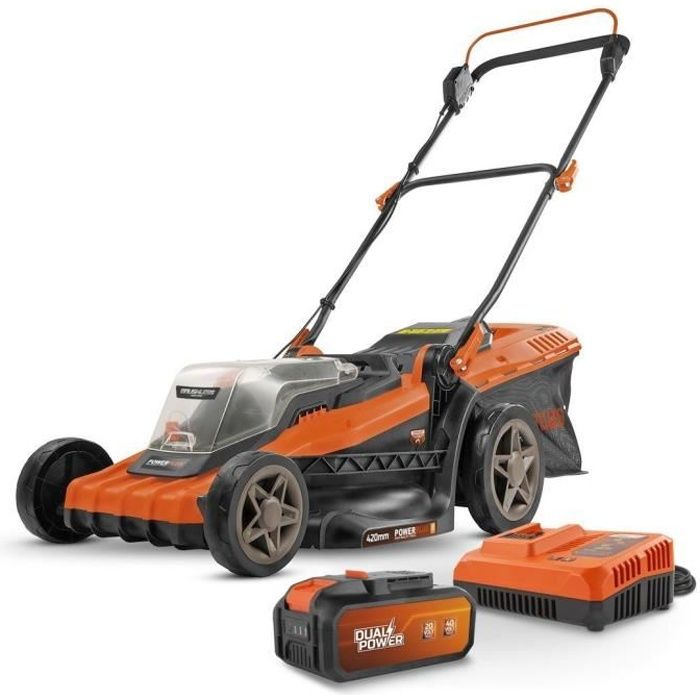 Tondeuse a Gazon sur Batterie 40V Dual Power POWDPGLWS2 - 420mm Ř, Sac de Collecte 50L