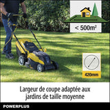 Tondeuse Gazon Électrique POWERPLUS POWXG6281 - 2000W, 420mm Ø, Ramassage, Mulching, Éjection Arriere