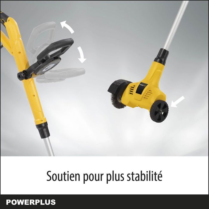 Powerplus Désherbeur Téléscopique Électrique POWXG6650 - Extracteur de Mauvaises Herbes, 400 W, avec Brosse en Nylon et en Acier