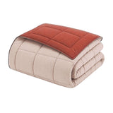 CALGARY - Couette Chaude Microfibre 400gr/m˛ - Gris Galet & Marron Gingembre - 140 x 200 cm