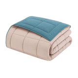 CALGARY - Couette Chaude Microfibre 400gr/m˛ - Beige Galet & Vert Lac - 220 x 240 cm