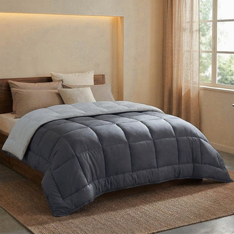 HUDSON - Couette Légere Microfibre - 200gr/m2 - Gris & Argent - 220 x 240 cm