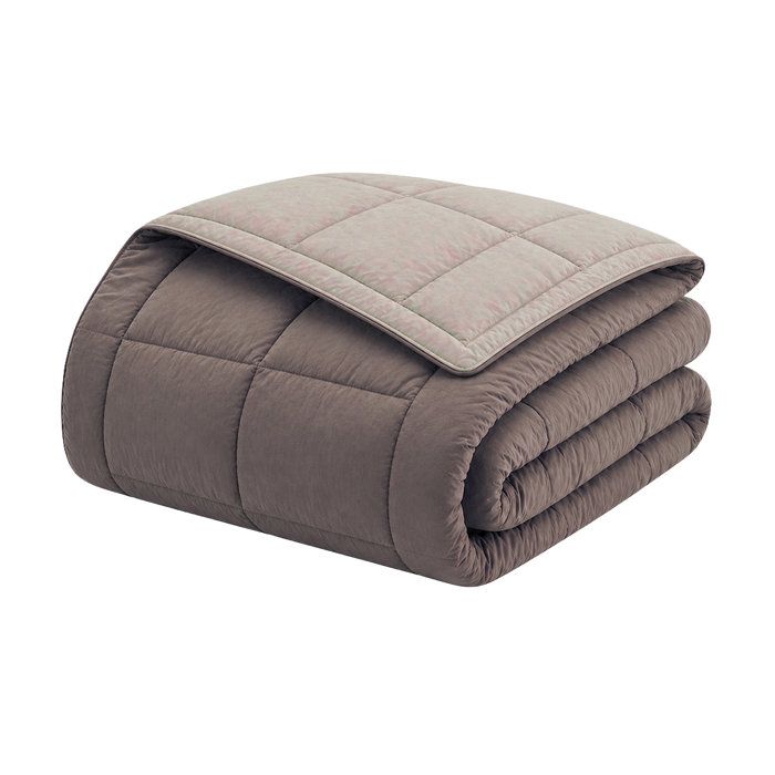 HUDSON - Couette Légere Microfibre - 200gr/m2 - Taupe & Lin 140 x 200 cm