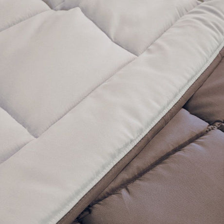 HUDSON - Couette Légere Microfibre - 200gr/m2 - Taupe & Lin 140 x 200 cm