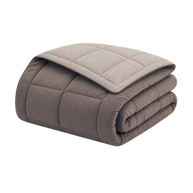 HUDSON - Couette Légere Microfibre - 200gr/m2 - Taupe & Lin 220 x 240 cm