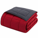 HUDSON - Couette Légere Microfibre - 200gr/m2 - Gris & Rouge - 220 x 240 cm