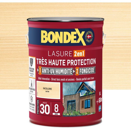 lasure pour bois trés haute protection 8 ans incolore 5L Bondex