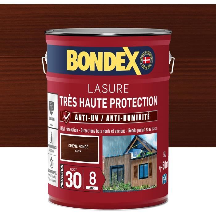 BONDEX - Lasure 8 ans - Indice 30 - Chene Foncé - Satin - 5L